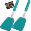 imageGORILLA GRIP Patented Nonstick Heat Resistant BPAFree Silicone Spatula Non Scratch Flexible Head for Pans Slip Resistant Soft Rubber Handle Kitchen Spatulas for Cooking Food 116 in BlackTurquoise