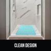 imageGORILLA GRIP Patented Square Shower Stall Mat Small Bathtub Floor Mats for Stand Up Showers with Suction Cups and Drainage Holes Machine Wash Soft on Feet Bathroom Accessories 21x21 Inch ClearTurquoise Translucent