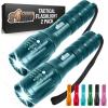 imageGORILLA GRIP Powerful LED Tactical Flashlight 750 FT High Lumens 5 Adjustable Modes Water Resistant Ultra Bright Zoom Flashlights Small Mini Flash Light Camping Night Dog Walking BlackTeal Blue