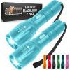 imageGORILLA GRIP Powerful LED Tactical Flashlight 750 FT High Lumens 5 Adjustable Modes Water Resistant Ultra Bright Zoom Flashlights Small Mini Flash Light Camping Night Dog Walking BlackTurquoise