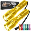 imageGORILLA GRIP Powerful LED Tactical Flashlight 750 FT High Lumens 5 Adjustable Modes Water Resistant Ultra Bright Zoom Flashlights Small Mini Flash Light Camping Night Dog Walking BlackYellow Gold