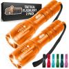imageGORILLA GRIP Powerful LED Tactical Flashlight 750 FT High Lumens 5 Adjustable Modes Water Resistant Ultra Bright Zoom Flashlights Small Mini Flash Light Camping Night Dog Walking BlackOrange