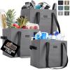 imageGORILLA GRIP Reusable Grocery Bags Tear Resistant Heavy Duty Shopping Bag Strong Handles Grip Feet Easily Carry GroceriesGrayBlackBlack