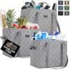 imageGORILLA GRIP Reusable Grocery Bags Tear Resistant Heavy Duty Shopping Bag Strong Handles Grip Feet Easily Carry GroceriesQuatrefoil Gray