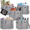 imageGORILLA GRIP Reusable Grocery Bags Tear Resistant Heavy Duty Shopping Bag Strong Handles Grip Feet Easily Carry GroceriesQuatrefoil Gray