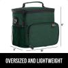 imageGORILLA GRIP Reusable Insulated Lunch Box Bag for Women Men Large Leakproof Soft Cooler Bags Multiple Compartments Mesh Pockets Adjustable Strap Food Tote Keeps Drinks Cold 8L 10x9 BlackHunter Green