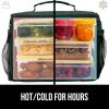 imageGORILLA GRIP Reusable Insulated Lunch Box Bag for Women Men Large Leakproof Soft Cooler Bags Multiple Compartments Mesh Pockets Adjustable Strap Food Tote Keeps Drinks Cold 8L 10x9 BlackHunter Green