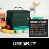 imageGORILLA GRIP Reusable Insulated Lunch Box Bag for Women Men Large Leakproof Soft Cooler Bags Multiple Compartments Mesh Pockets Adjustable Strap Food Tote Keeps Drinks Cold 8L 10x9 BlackHunter Green