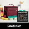imageGORILLA GRIP Reusable Insulated Lunch Box Bag for Women Men Large Leakproof Soft Cooler Bags Multiple Compartments Mesh Pockets Adjustable Strap Food Tote Keeps Drinks Cold 8L 10x9 BlackBurgundy
