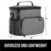 imageGORILLA GRIP Reusable Insulated Lunch Box Bag for Women Men Large Leakproof Soft Cooler Bags Multiple Compartments Mesh Pockets Adjustable Strap Food Tote Keeps Drinks Cold 8L 10x9 BlackLight Gray