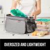 imageGORILLA GRIP Reusable Insulated Lunch Box Bag for Women Men Large Leakproof Soft Cooler Bags Multiple Compartments Mesh Pockets Adjustable Strap Food Tote Keeps Drinks Cold 8L 10x9 BlackLight Gray