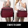 imageGORILLA GRIP Reusable Insulated Lunch Box Bag for Women Men Large Leakproof Soft Cooler Bags Multiple Compartments Mesh Pockets Adjustable Strap Food Tote Keeps Drinks Cold 8L 10x9 BlackBurgundy