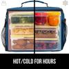 imageGORILLA GRIP Reusable Insulated Lunch Box Bag for Women Men Large Leakproof Soft Cooler Bags Multiple Compartments Mesh Pockets Adjustable Strap Food Tote Keeps Drinks Cold 8L 10x9 BlackNavy Blue