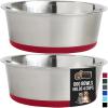 imageGORILLA GRIP Set of 2 Dog Bowls Heavy Duty Metal Food and Water Bowl for Feeding Dogs and Cats Dishwasher Safe Rust Resistant Stainless Steel BPA Free Rubber Base Holds 2 Cups 16 fl oz BlackRed