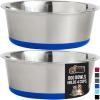 imageGORILLA GRIP Set of 2 Dog Bowls Heavy Duty Metal Food and Water Bowl for Feeding Dogs and Cats Dishwasher Safe Rust Resistant Stainless Steel BPA Free Rubber Base Holds 2 Cups 16 fl oz BlackRoyal Blue