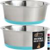 imageGORILLA GRIP Set of 2 Dog Bowls Heavy Duty Metal Food and Water Bowl for Feeding Dogs and Cats Dishwasher Safe Rust Resistant Stainless Steel BPA Free Rubber Base Holds 2 Cups 16 fl oz BlackTurquoise