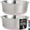 imageGORILLA GRIP Set of 2 Dog Bowls Heavy Duty Metal Food and Water Bowl for Feeding Dogs and Cats Dishwasher Safe Rust Resistant Stainless Steel BPA Free Rubber Base Holds 2 Cups 16 fl oz BlackLight Pink