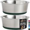 imageGORILLA GRIP Set of 2 Dog Bowls Heavy Duty Metal Food and Water Bowl for Feeding Dogs and Cats Dishwasher Safe Rust Resistant Stainless Steel BPA Free Rubber Base Holds 2 Cups 16 fl oz BlackHunter Green