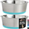 imageGORILLA GRIP Set of 2 Dog Bowls Heavy Duty Metal Food and Water Bowl for Feeding Dogs and Cats Dishwasher Safe Rust Resistant Stainless Steel BPA Free Rubber Base Holds 2 Cups 16 fl oz BlackTurquoise