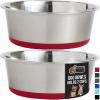 imageGORILLA GRIP Set of 2 Dog Bowls Heavy Duty Metal Food and Water Bowl for Feeding Dogs and Cats Dishwasher Safe Rust Resistant Stainless Steel BPA Free Rubber Base Holds 2 Cups 16 fl oz BlackRed