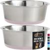imageGORILLA GRIP Set of 2 Dog Bowls Heavy Duty Metal Food and Water Bowl for Feeding Dogs and Cats Dishwasher Safe Rust Resistant Stainless Steel BPA Free Rubber Base Holds 2 Cups 16 fl oz BlackLight Pink