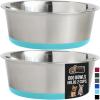 imageGORILLA GRIP Set of 2 Dog Bowls Heavy Duty Metal Food and Water Bowl for Feeding Dogs and Cats Dishwasher Safe Rust Resistant Stainless Steel BPA Free Rubber Base Holds 2 Cups 16 fl oz BlackTurquoise