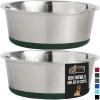 imageGORILLA GRIP Set of 2 Dog Bowls Heavy Duty Metal Food and Water Bowl for Feeding Dogs and Cats Dishwasher Safe Rust Resistant Stainless Steel BPA Free Rubber Base Holds 2 Cups 16 fl oz BlackHunter Green