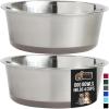 imageGORILLA GRIP Set of 2 Dog Bowls Heavy Duty Metal Food and Water Bowl for Feeding Dogs and Cats Dishwasher Safe Rust Resistant Stainless Steel BPA Free Rubber Base Holds 2 Cups 16 fl oz BlackBeige