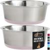 imageGORILLA GRIP Set of 2 Dog Bowls Heavy Duty Metal Food and Water Bowl for Feeding Dogs and Cats Dishwasher Safe Rust Resistant Stainless Steel BPA Free Rubber Base Holds 2 Cups 16 fl oz BlackLight Pink