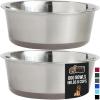 imageGORILLA GRIP Set of 2 Dog Bowls Heavy Duty Metal Food and Water Bowl for Feeding Dogs and Cats Dishwasher Safe Rust Resistant Stainless Steel BPA Free Rubber Base Holds 2 Cups 16 fl oz BlackBeige