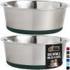 imageGORILLA GRIP Set of 2 Dog Bowls Heavy Duty Metal Food and Water Bowl for Feeding Dogs and Cats Dishwasher Safe Rust Resistant Stainless Steel BPA Free Rubber Base Holds 2 Cups 16 fl oz BlackHunter Green