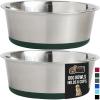 imageGORILLA GRIP Set of 2 Dog Bowls Heavy Duty Metal Food and Water Bowl for Feeding Dogs and Cats Dishwasher Safe Rust Resistant Stainless Steel BPA Free Rubber Base Holds 2 Cups 16 fl oz BlackHunter Green