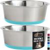 imageGORILLA GRIP Set of 2 Dog Bowls Heavy Duty Metal Food and Water Bowl for Feeding Dogs and Cats Dishwasher Safe Rust Resistant Stainless Steel BPA Free Rubber Base Holds 2 Cups 16 fl oz BlackTurquoise