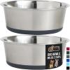 imageGORILLA GRIP Set of 2 Dog Bowls Heavy Duty Metal Food and Water Bowl for Feeding Dogs and Cats Dishwasher Safe Rust Resistant Stainless Steel BPA Free Rubber Base Holds 2 Cups 16 fl oz BlackGray