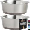 imageGORILLA GRIP Set of 2 Dog Bowls Heavy Duty Metal Food and Water Bowl for Feeding Dogs and Cats Dishwasher Safe Rust Resistant Stainless Steel BPA Free Rubber Base Holds 2 Cups 16 fl oz BlackBeige