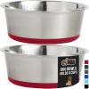 imageGORILLA GRIP Set of 2 Dog Bowls Heavy Duty Metal Food and Water Bowl for Feeding Dogs and Cats Dishwasher Safe Rust Resistant Stainless Steel BPA Free Rubber Base Holds 2 Cups 16 fl oz BlackRed