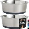 imageGORILLA GRIP Set of 2 Dog Bowls Heavy Duty Metal Food and Water Bowl for Feeding Dogs and Cats Dishwasher Safe Rust Resistant Stainless Steel BPA Free Rubber Base Holds 2 Cups 16 fl oz BlackGray