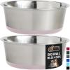 imageGORILLA GRIP Set of 2 Dog Bowls Heavy Duty Metal Food and Water Bowl for Feeding Dogs and Cats Dishwasher Safe Rust Resistant Stainless Steel BPA Free Rubber Base Holds 2 Cups 16 fl oz BlackLight Pink