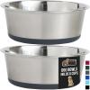 imageGORILLA GRIP Set of 2 Dog Bowls Heavy Duty Metal Food and Water Bowl for Feeding Dogs and Cats Dishwasher Safe Rust Resistant Stainless Steel BPA Free Rubber Base Holds 2 Cups 16 fl oz BlackGray