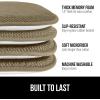 imageGORILLA GRIP Slip Resistant Chair Cushions No Ties Required Memory Foam Pads for Dining Room Kitchen Table Office Rocking Chairs Plush Seat Cover Cushion Pad Home Decor Set of 4 16x16 GrayBeige