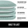 imageGORILLA GRIP Slip Resistant Chair Cushions No Ties Required Memory Foam Pads for Dining Room Kitchen Table Office Rocking Chairs Plush Seat Cover Cushion Pad Home Decor Set of 4 16x16 GraySea Blue