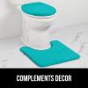 imageGORILLA GRIP Soft Chenille Bathroom Toilet Lid Cover Machine Washable Seat Covers 195x185 Stays in Place Rubber Backing Fits Most Round Elongated and Oblong Lids Accessories Decor GrayTurquoise