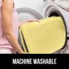 imageGORILLA GRIP Soft Chenille Bathroom Toilet Lid Cover Machine Washable Seat Covers 195x185 Stays in Place Rubber Backing Fits Most Round Elongated and Oblong Lids Accessories Decor GrayYellow