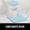 imageGORILLA GRIP Soft Chenille Bathroom Toilet Lid Cover Machine Washable Seat Covers 195x185 Stays in Place Rubber Backing Fits Most Round Elongated and Oblong Lids Accessories Decor GrayLight Blue