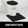imageGORILLA GRIP Soft Chenille Bathroom Toilet Lid Cover Machine Washable Seat Covers 195x185 Stays in Place Rubber Backing Fits Most Round Elongated and Oblong Lids Accessories Decor GrayBlack