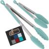 imageGORILLA GRIP Stainless Steel Heat Resistant Kitchen Tongs for Cooking 12  14 Inch Set of 2 BBQ Tong Non Scratch Silicone Tip for Pan Strong Grip Grab Food Toss Salad Air Fryer Pull Lock BlackMint
