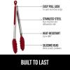 imageGORILLA GRIP Stainless Steel Heat Resistant Kitchen Tongs for Cooking 12  14 Inch Set of 2 BBQ Tong Non Scratch Silicone Tip for Pan Strong Grip Grab Food Toss Salad Air Fryer Pull Lock BlackRed