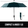 imageGORILLA GRIP Strong Stick Umbrella for Rain Compact Travel OneClick Automatic Open Close Lightweight Portable US Designed Reinforced Fiberglass Ribs Wind Resistant Easy Collapse Cats DogsHunter Green