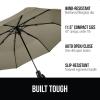 imageGORILLA GRIP Strong Stick Umbrella for Rain Compact Travel OneClick Automatic Open Close Lightweight Portable US Designed Reinforced Fiberglass Ribs Wind Resistant Easy Collapse Cats DogsBeige