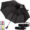 imageGORILLA GRIP Strong Stick Umbrella for Rain Compact Travel OneClick Automatic Open Close Lightweight Portable US Designed Reinforced Fiberglass Ribs Wind Resistant Easy Collapse Cats DogsBlack